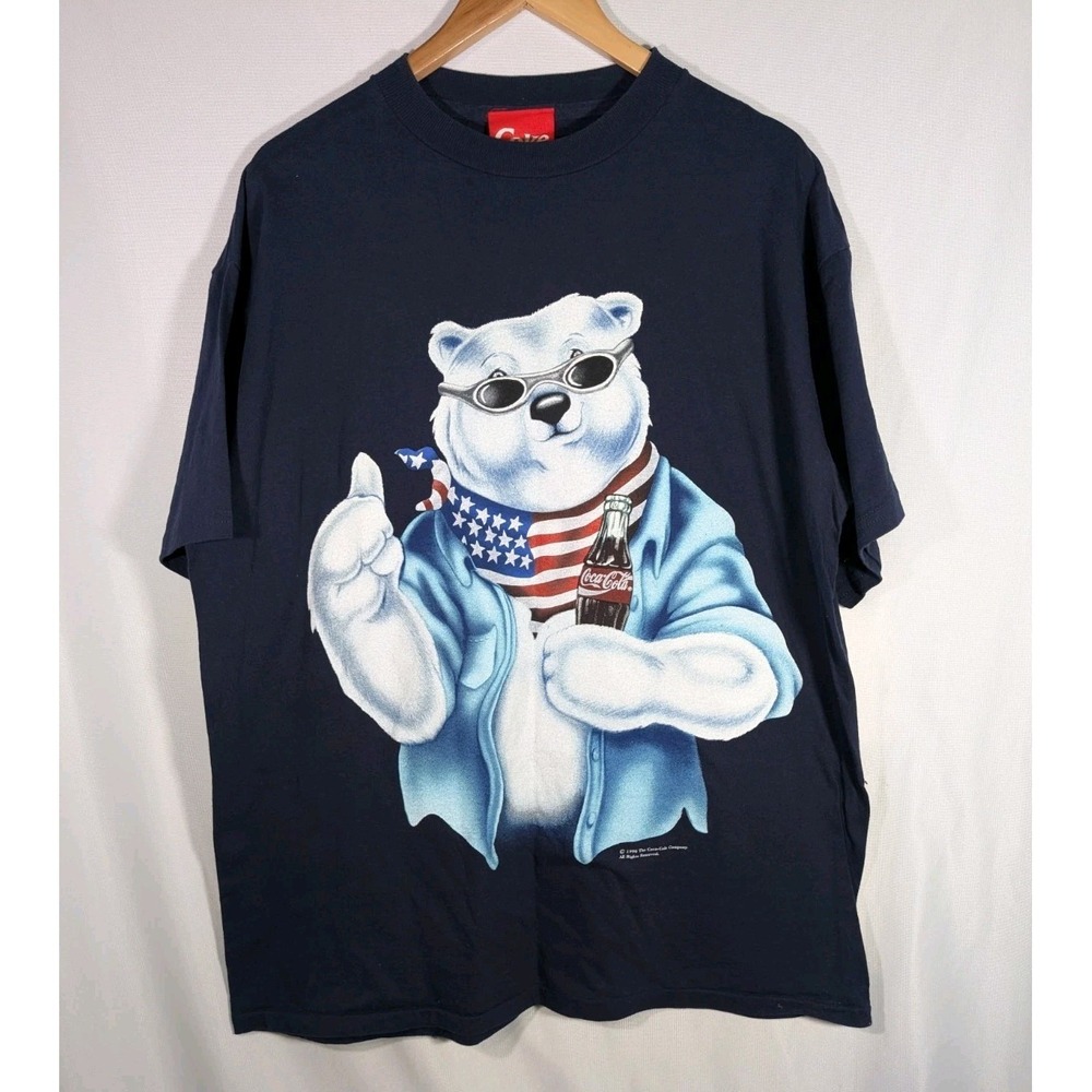 Vintage 1996 Coca Cola Polar Bear Advertising T Shirt USA Single Stitch XL Coke